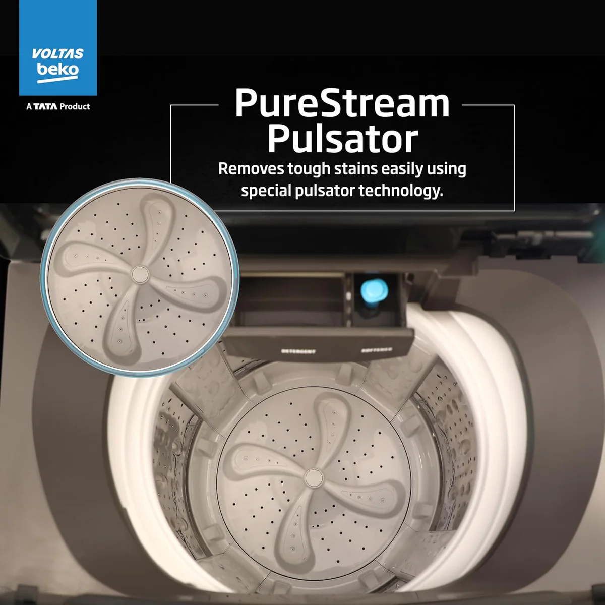 Voltas Beko WTL1106UEA / SPB0OD 10 Kg 5 Star Fully Automatic Top Load Washing Machine (Grey) - Image 3