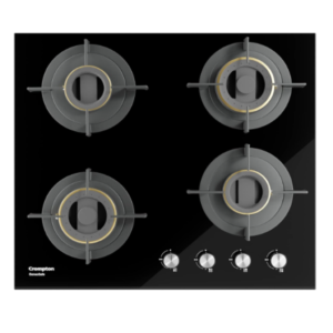Crompton Kitchen Hob, Senso Safe Series, Toughened Glass Black, Battery Operated Auto Ignition, HOB-SSDC604-MBL