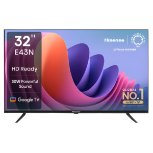 Hisense 80 cm (32 inch) HD Ready LED Smart Google TV with Dolby Audio, 30W Powerful Sound, HDR 10, Super Bright Panel (32E43N)