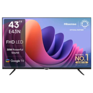 Hisense 108 cm (43 inch) Full HD LED Smart Google TV with Dolby Audio, 30W Powerful Sound, HDR 10, Super Bright Panel (43E43N)
