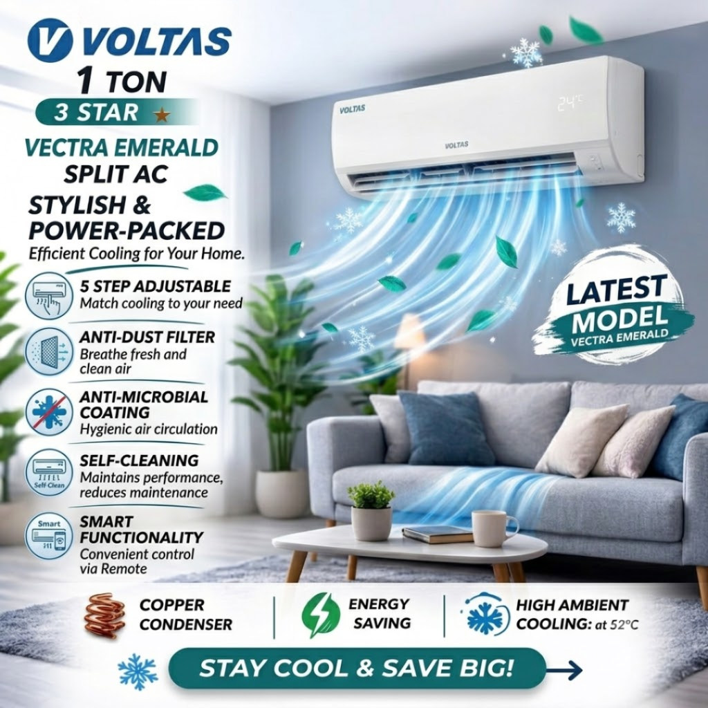 Stay Cool with Voltas Vectra Emerald 1 Ton Split AC