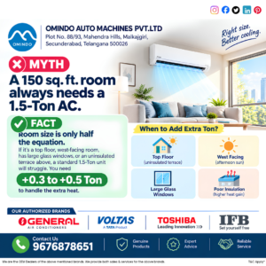 Does a 150 sq ft Room Always Need a 1.5 Ton AC? Myth vs Fact